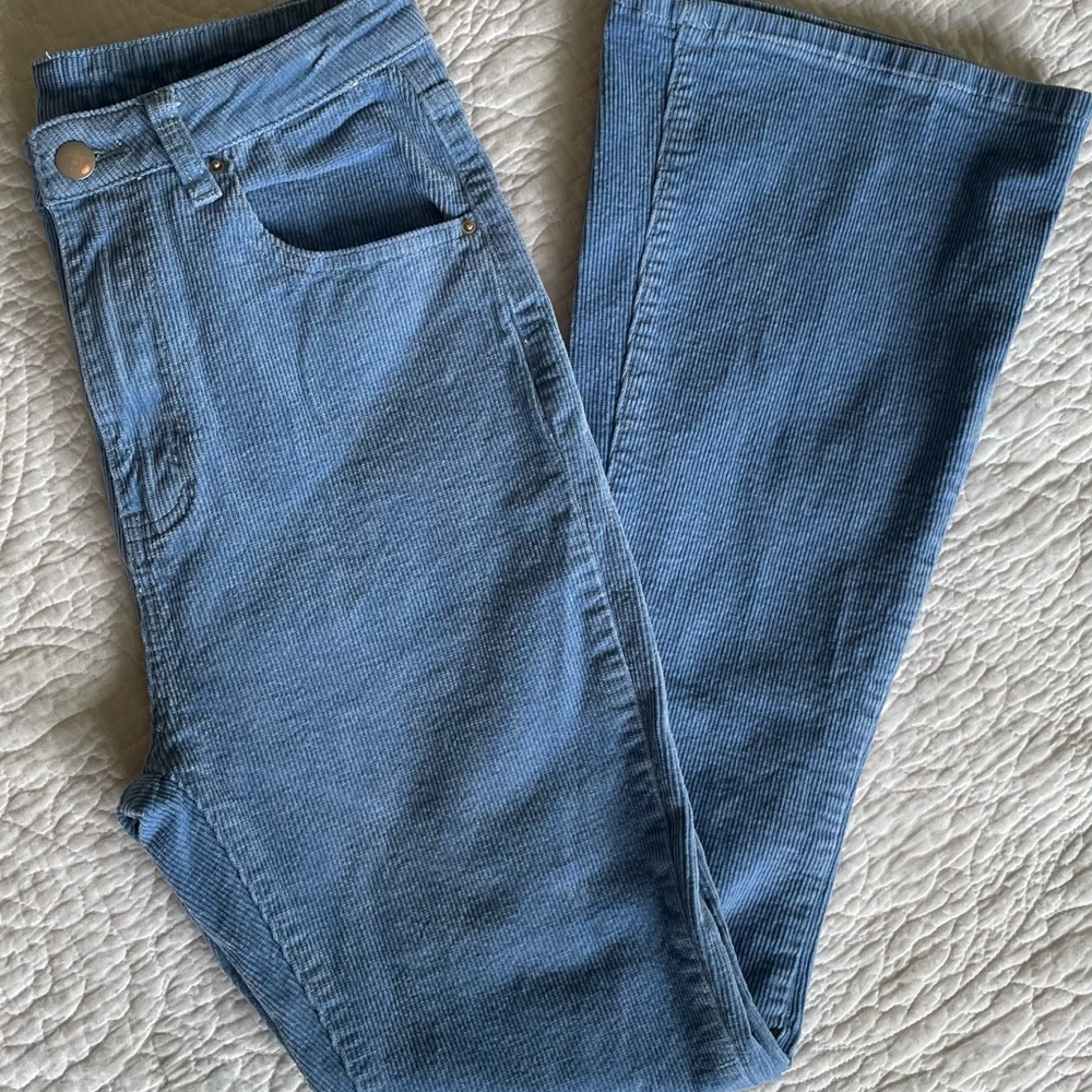 Shein BABY BLUE Corduroy Boot Jean (Size: M)